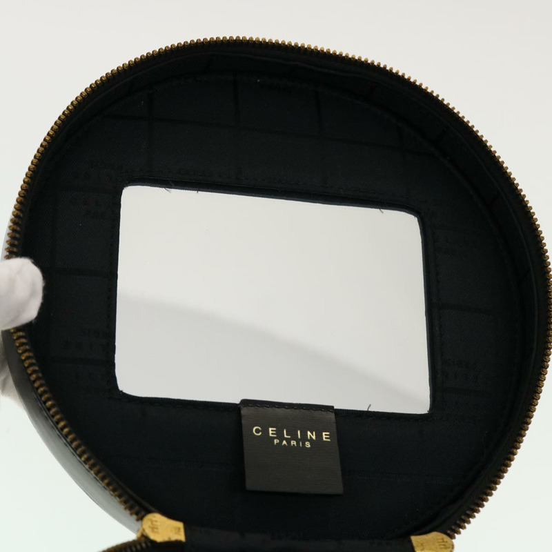 【日本直送】CELINE 化妝包 皮革 黑色 金色 正品 43930-8