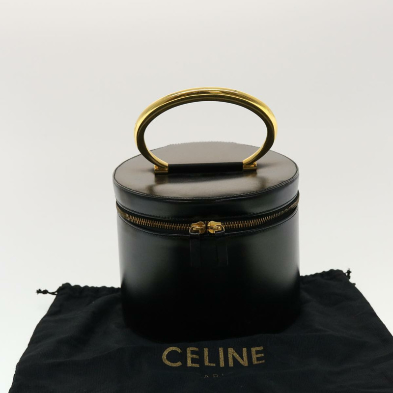 【日本直送】CELINE 化妝包 皮革 黑色 金色 正品 43930-11