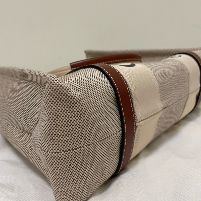 Chloe 中款 woody 帆布皮革托特包-13