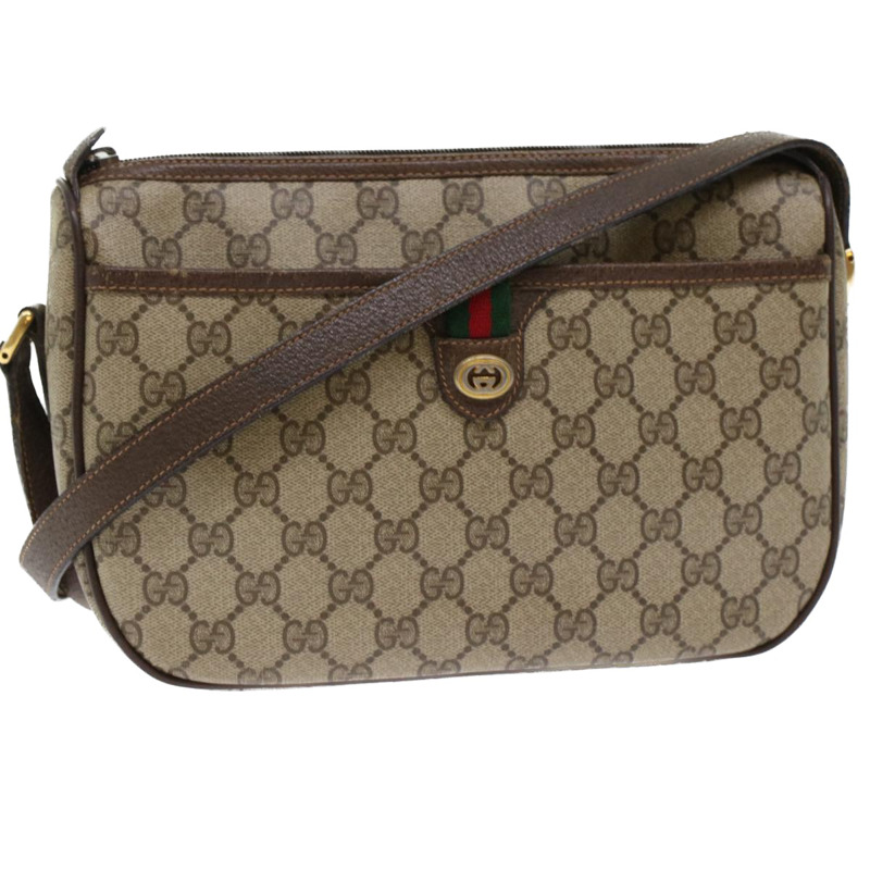 【日本直送】GUCCI GG 帆布 Web Sherry Line 單肩包 PVC 皮革米色紅色正品 45598-0
