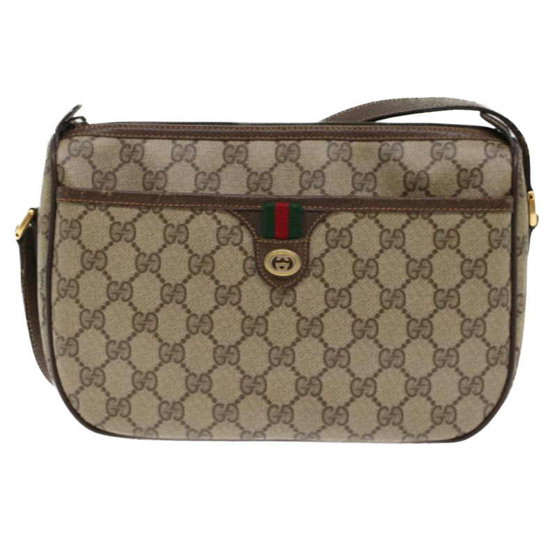 【日本直送】GUCCI GG 帆布 Web Sherry Line 單肩包 PVC 皮革米色紅色正品 45598-12