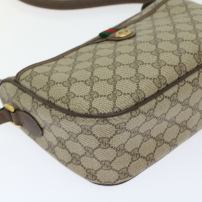 【日本直送】GUCCI GG 帆布 Web Sherry Line 單肩包 PVC 皮革米色紅色正品 45598-15