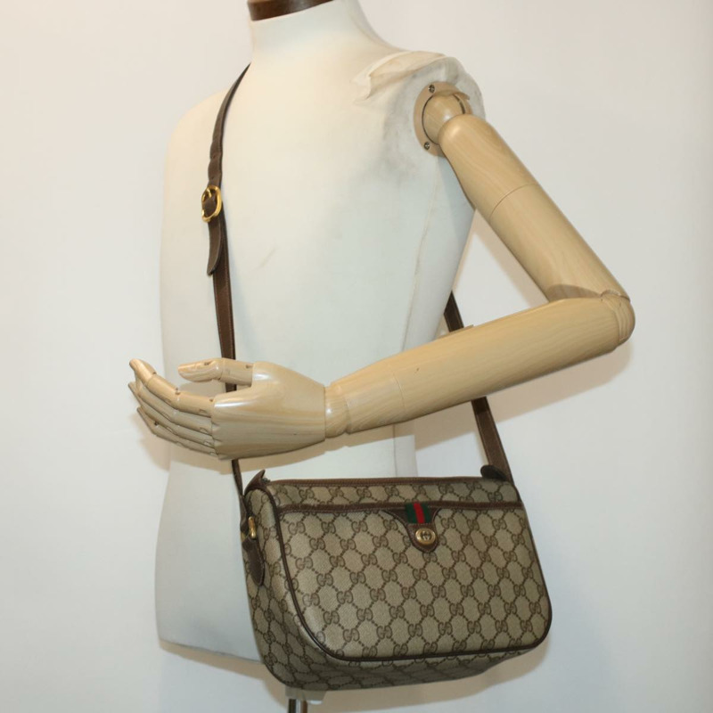 【日本直送】GUCCI GG 帆布 Web Sherry Line 單肩包 PVC 皮革米色紅色正品 45598-21