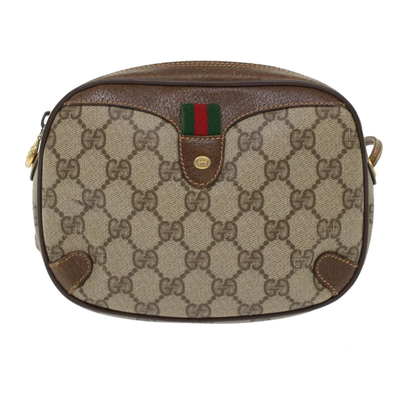 【日本直送】GUCCI GG 帆布 Web Sherry Line 單肩包 PVC 皮革米色紅色正品 45604-12