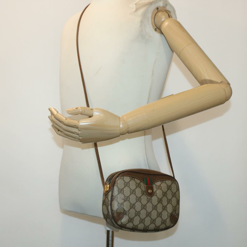 【日本直送】GUCCI GG 帆布 Web Sherry Line 單肩包 PVC 皮革米色紅色正品 45604-19