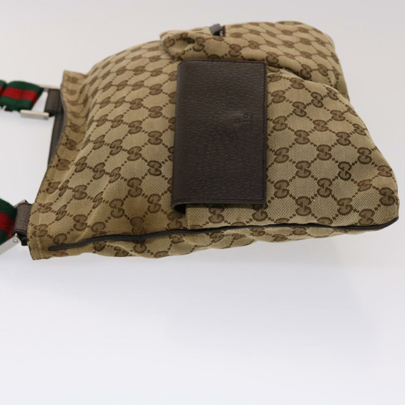 【日本直送】GUCCI GG 帆布 Web Sherry Line 單肩包米色綠紅 169982 正品 ki3107-3