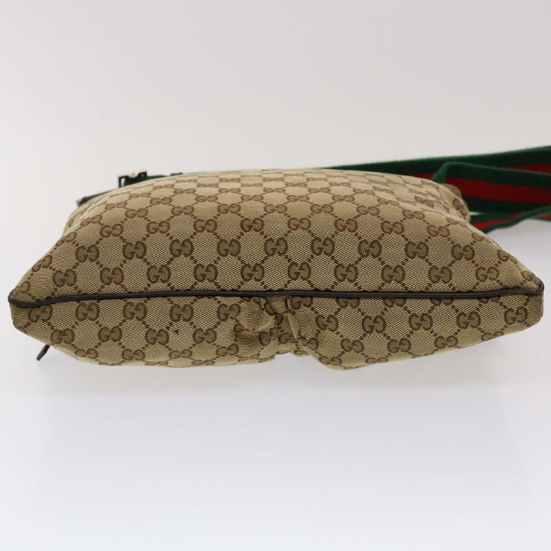 【日本直送】GUCCI GG 帆布 Web Sherry Line 單肩包米色綠紅 169982 正品 ki3107-4