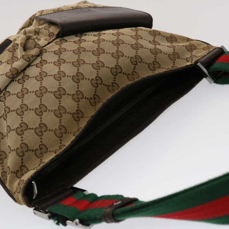 【日本直送】GUCCI GG 帆布 Web Sherry Line 單肩包米色綠紅 169982 正品 ki3107-5