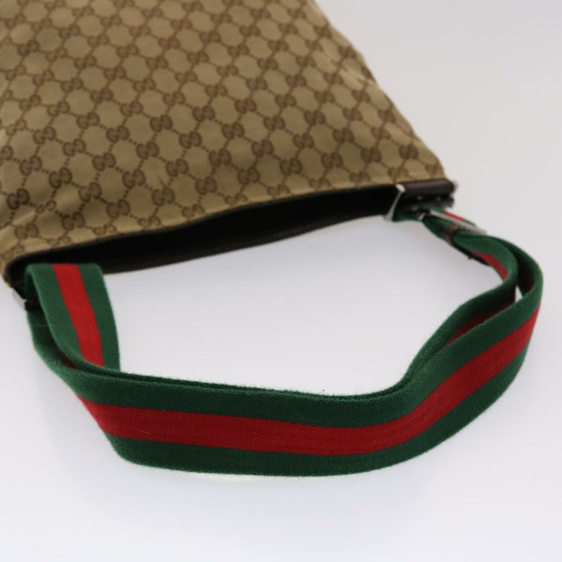 【日本直送】GUCCI GG 帆布 Web Sherry Line 單肩包米色綠紅 169982 正品 ki3107-6
