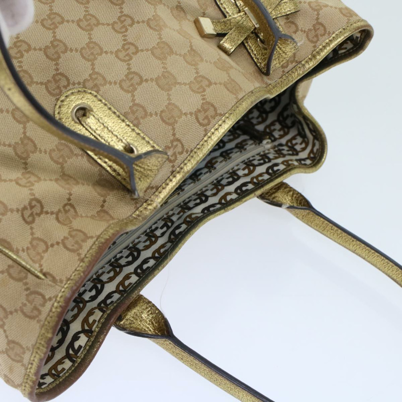 【日本直送】GUCCI GG 帆布手提包米色金色色調 163805 正品 fm2594-5