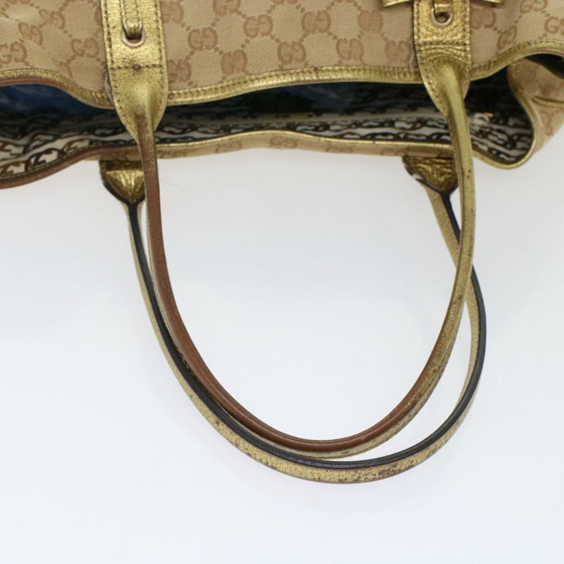 【日本直送】GUCCI GG 帆布手提包米色金色色調 163805 正品 fm2594-6