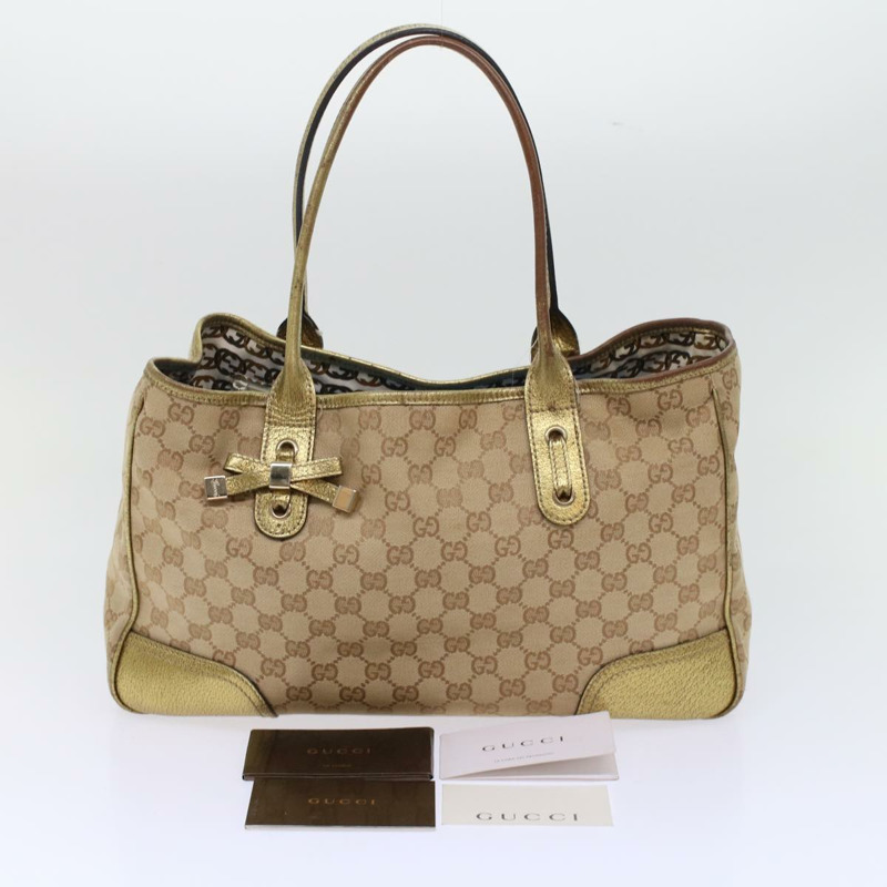 【日本直送】GUCCI GG 帆布手提包米色金色色調 163805 正品 fm2594-11