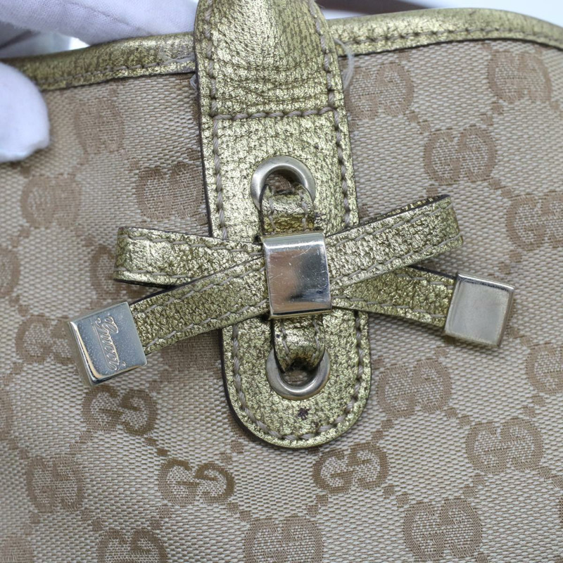 【日本直送】GUCCI GG 帆布手提包米色金色色調 163805 正品 fm2594-16
