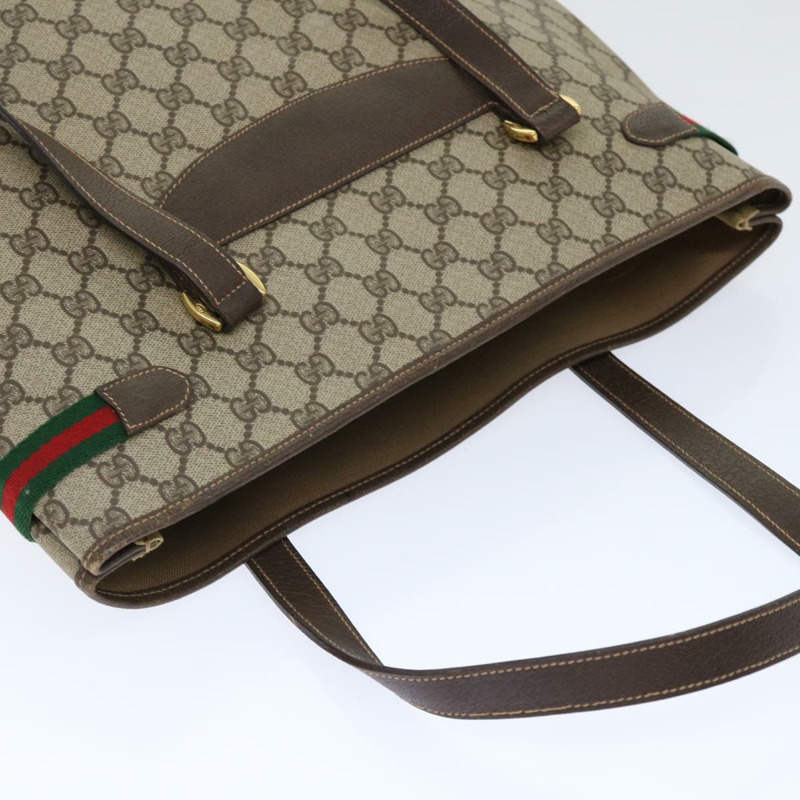 【日本直送】GUCCI GG 帆布 Web Sherry Line 手提包 PVC 皮革米色紅綠正品 th3913-5