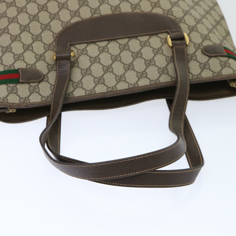 【日本直送】GUCCI GG 帆布 Web Sherry Line 手提包 PVC 皮革米色紅綠正品 th3913-6