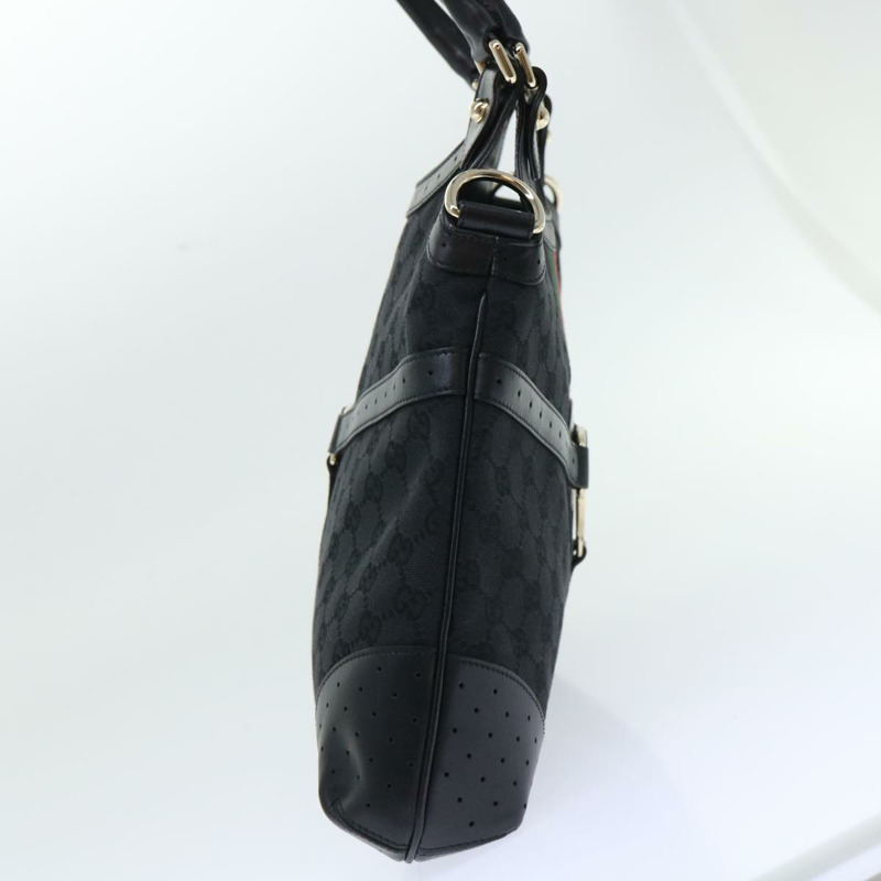 【日本直送】GUCCI GG 帆布互扣織帶 Sherry Line 單肩包黑色正品 50554-3