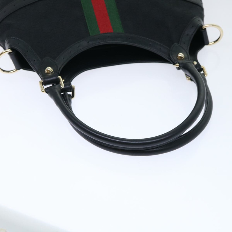 【日本直送】GUCCI GG 帆布互扣織帶 Sherry Line 單肩包黑色正品 50554-6