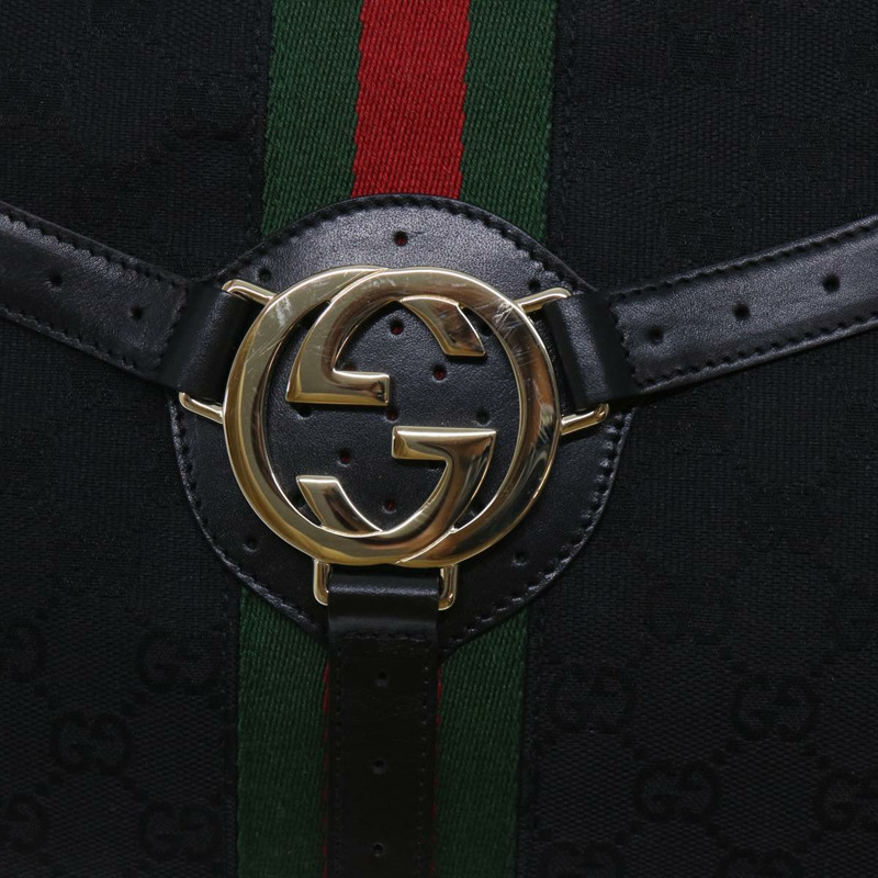 【日本直送】GUCCI GG 帆布互扣織帶 Sherry Line 單肩包黑色正品 50554-9