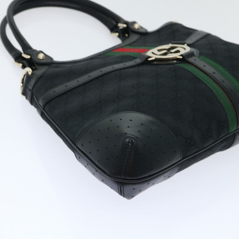 【日本直送】GUCCI GG 帆布互扣織帶 Sherry Line 單肩包黑色正品 50554-13