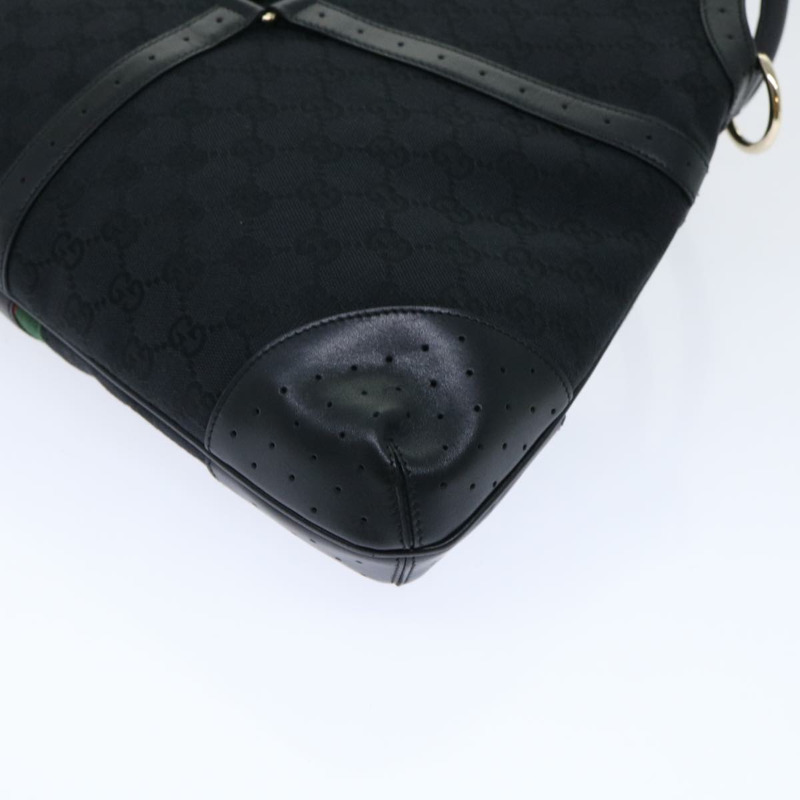 【日本直送】GUCCI GG 帆布互扣織帶 Sherry Line 單肩包黑色正品 50554-14