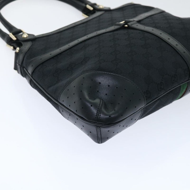 【日本直送】GUCCI GG 帆布互扣織帶 Sherry Line 單肩包黑色正品 50554-15