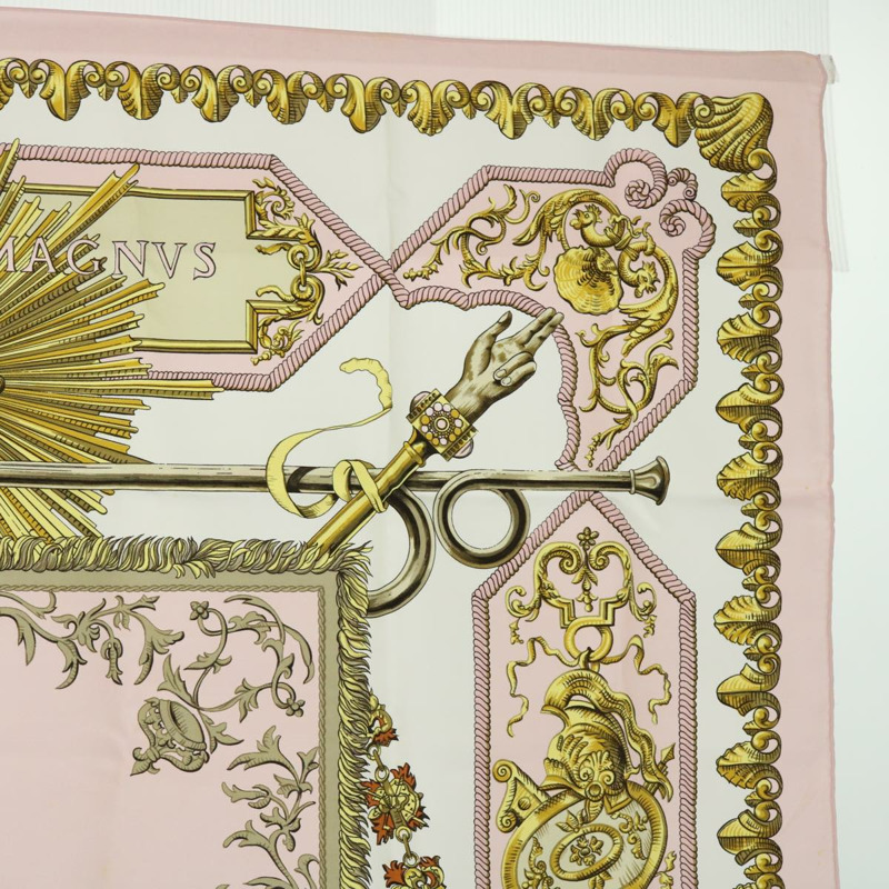 【日本直送】HERMES Carre 90 LVDOVICVS MAGNVS 圍巾絲綢粉紅正品 51901-3