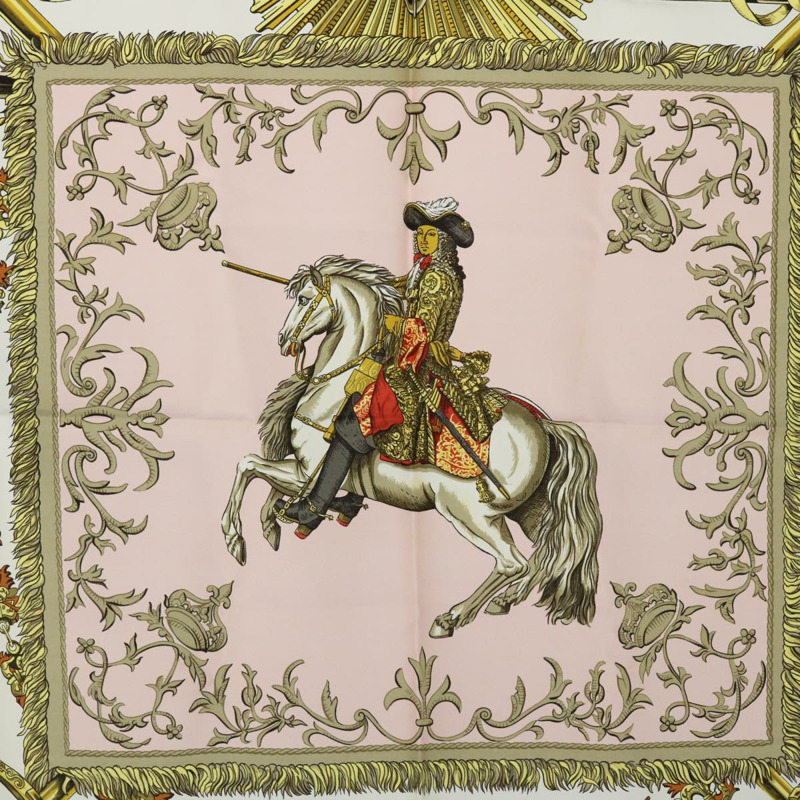 【日本直送】HERMES Carre 90 LVDOVICVS MAGNVS 圍巾絲綢粉紅正品 51901-5