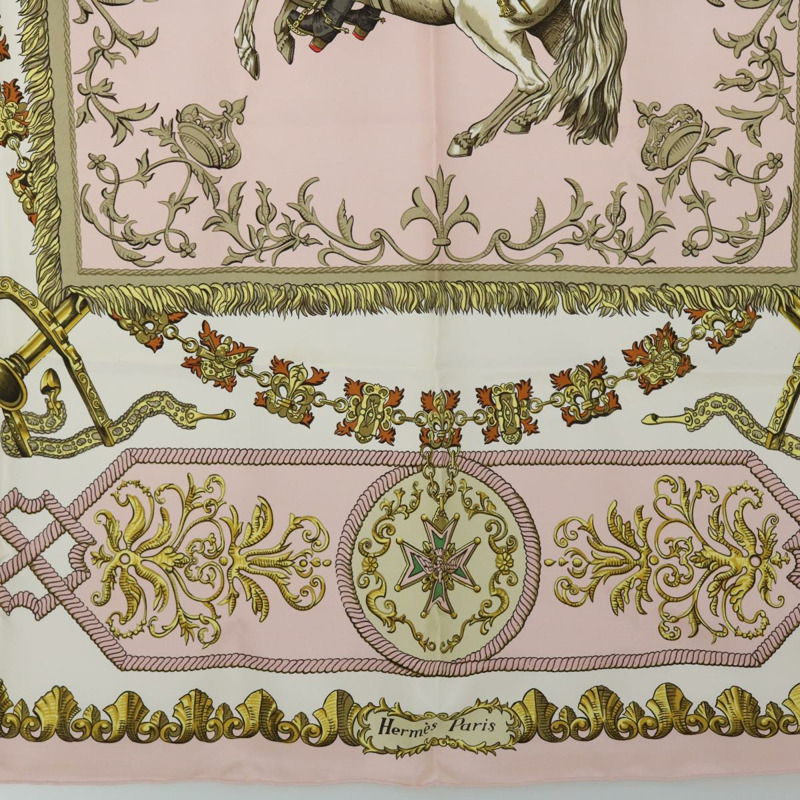 【日本直送】HERMES Carre 90 LVDOVICVS MAGNVS 圍巾絲綢粉紅正品 51901-8