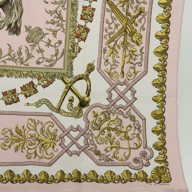 【日本直送】HERMES Carre 90 LVDOVICVS MAGNVS 圍巾絲綢粉紅正品 51901-9