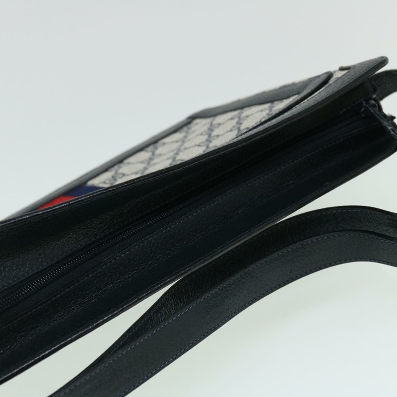 【日本直送】GUCCI GG 帆布雪莉線單肩包 PVC 皮革灰色海軍紅色正品 ep1436-5