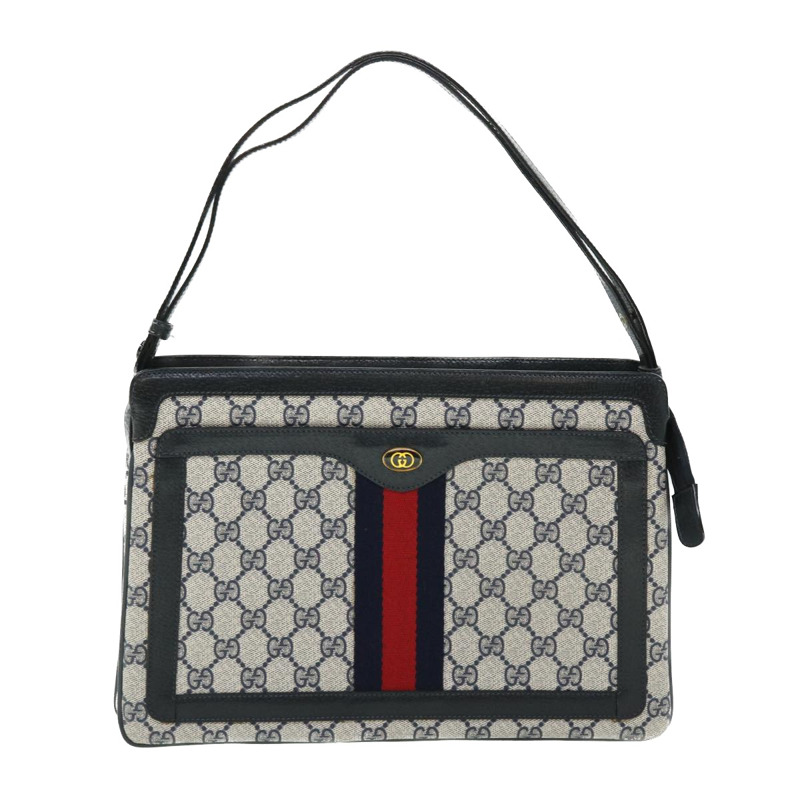 【日本直送】GUCCI GG 帆布雪莉線單肩包 PVC 皮革灰色海軍紅色正品 ep1436-12