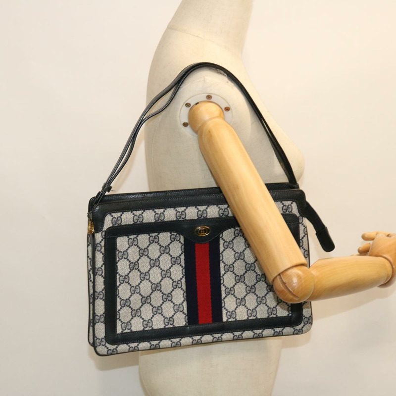 【日本直送】GUCCI GG 帆布雪莉線單肩包 PVC 皮革灰色海軍紅色正品 ep1436-24