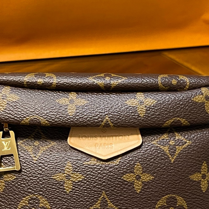 LV 經典Monogram老花小牛皮飾邊拉鍊腰包/胸包/斜背包-19