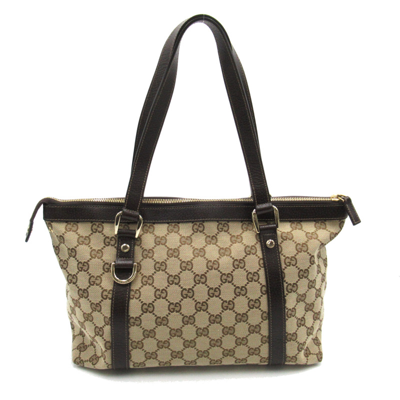 【日本直送】GUCCI Abbey Line 手袋 141470 GG 帆布米色棕色二手女式 GHW-1