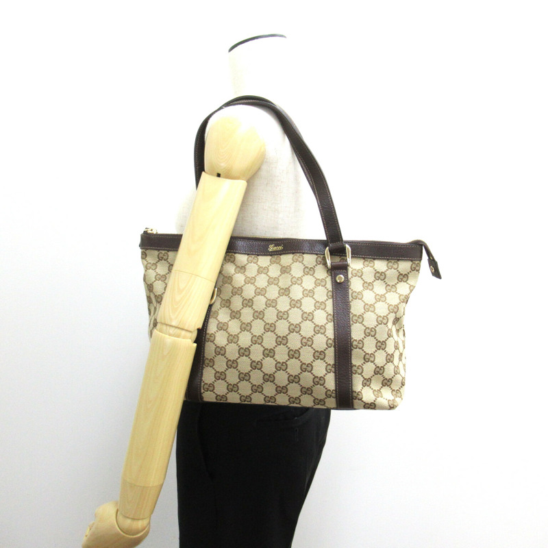 【日本直送】GUCCI Abbey Line 手袋 141470 GG 帆布米色棕色二手女式 GHW-4