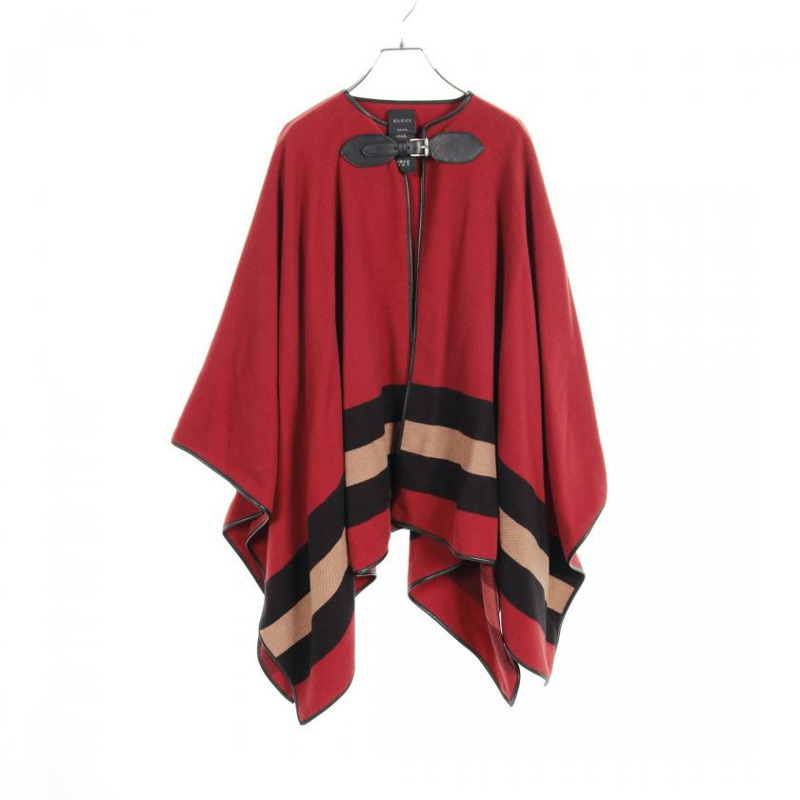 【日本直送】 GUCCI 古馳 斗篷大衣 雨披/斗篷 沃爾 羊絨 紅色 黑色 淺褐色-0