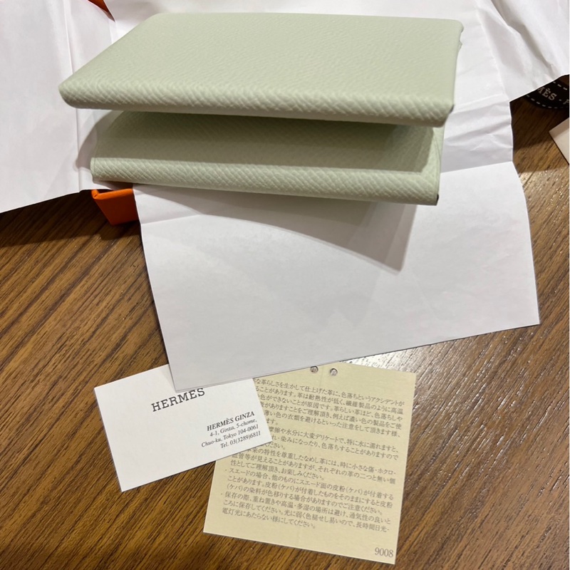 Hermes Calvi Duo 氣泡綠X絲藍綠 卡夾-5
