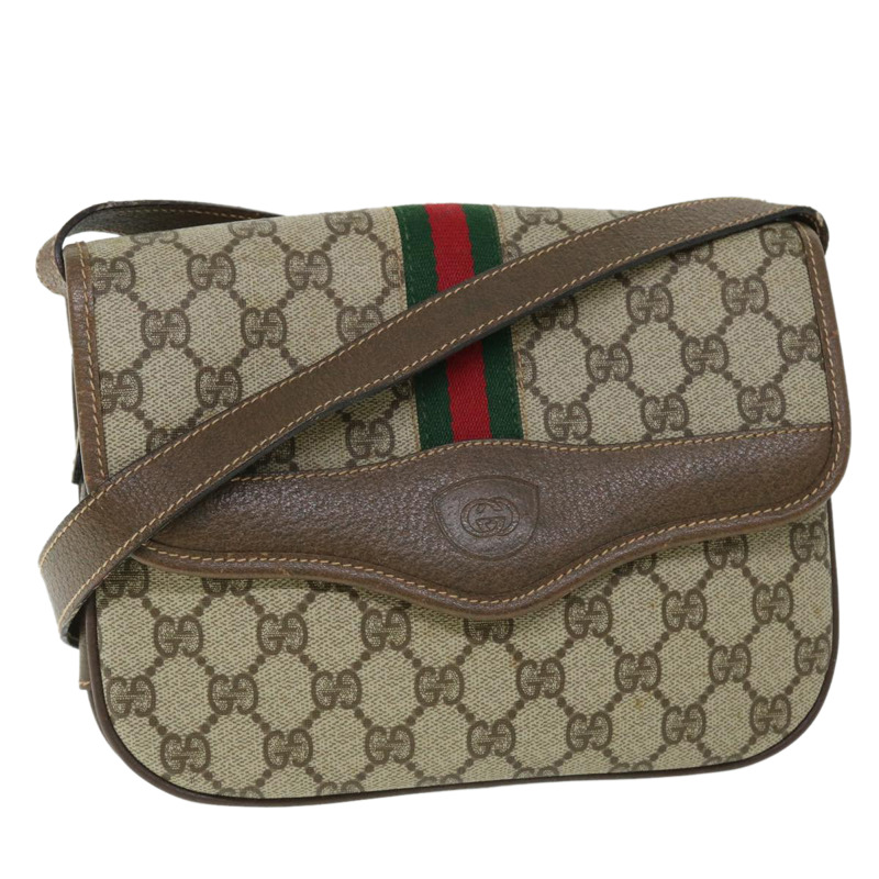 【日本直送】GUCCI GG 帆布 Web Sherry Line 單肩包 PVC 皮革米色紅色正品 ep1504-0