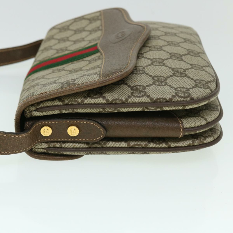 【日本直送】GUCCI GG 帆布 Web Sherry Line 單肩包 PVC 皮革米色紅色正品 ep1504-2