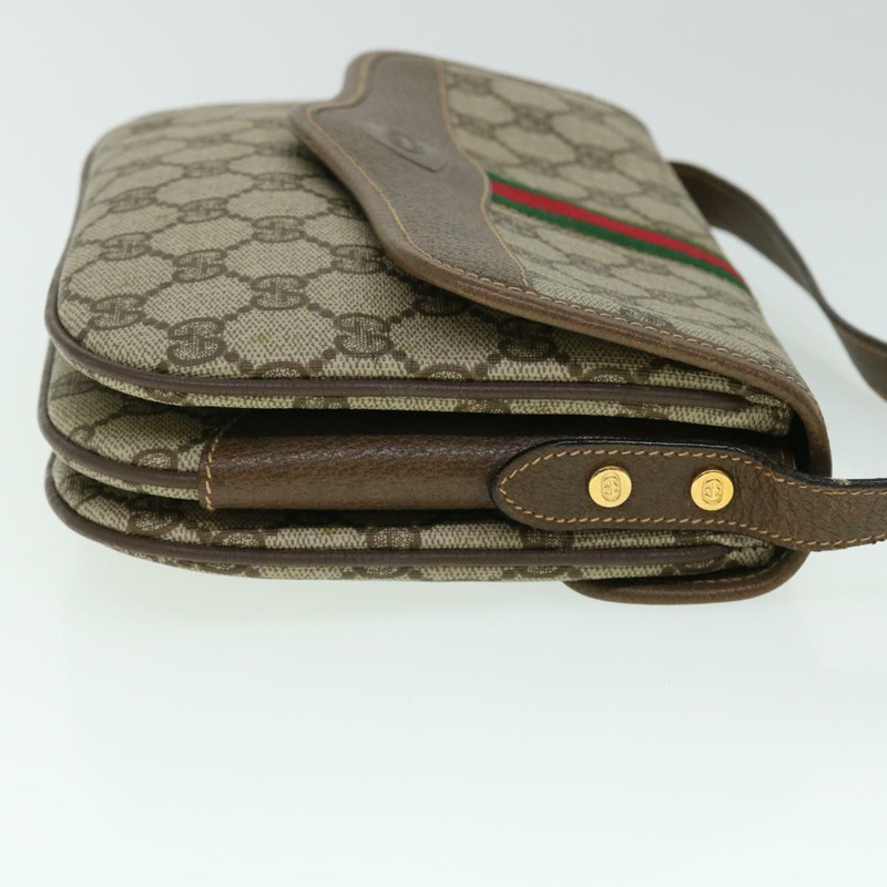 【日本直送】GUCCI GG 帆布 Web Sherry Line 單肩包 PVC 皮革米色紅色正品 ep1504-3