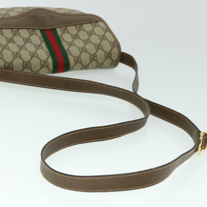 【日本直送】GUCCI GG 帆布 Web Sherry Line 單肩包 PVC 皮革米色紅色正品 ep1504-6