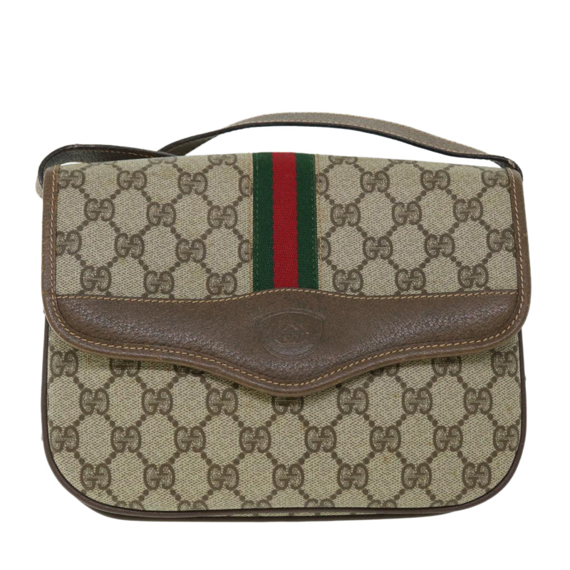 【日本直送】GUCCI GG 帆布 Web Sherry Line 單肩包 PVC 皮革米色紅色正品 ep1504-12