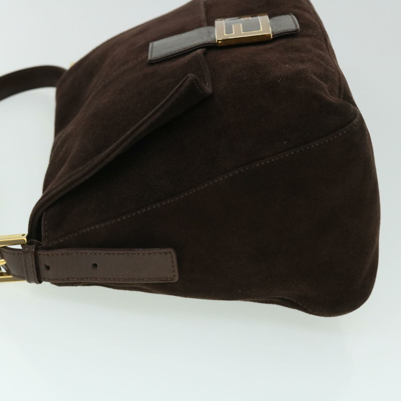 【日本直送】FENDI Mamma Baguette 單肩包絨面革棕色正品 ki3319-3