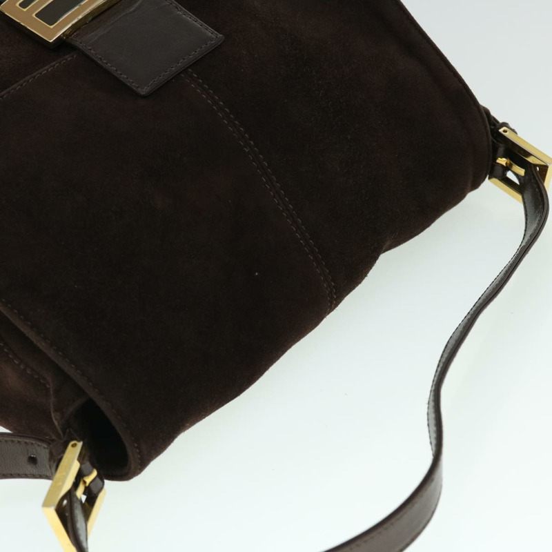 【日本直送】FENDI Mamma Baguette 單肩包絨面革棕色正品 ki3319-5