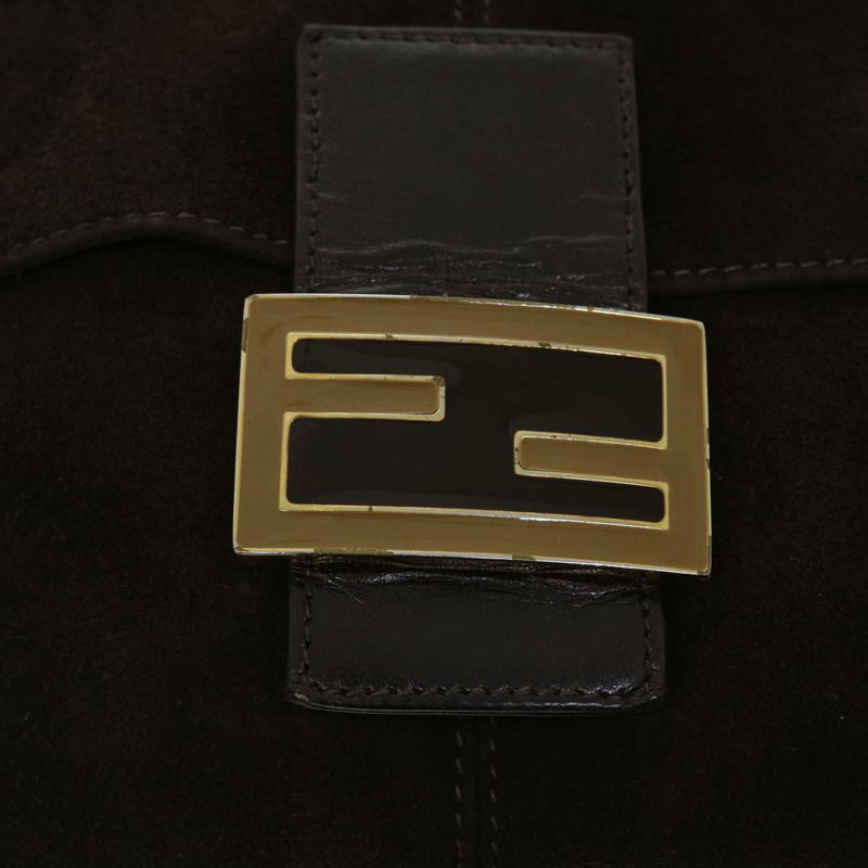 【日本直送】FENDI Mamma Baguette 單肩包絨面革棕色正品 ki3319-7