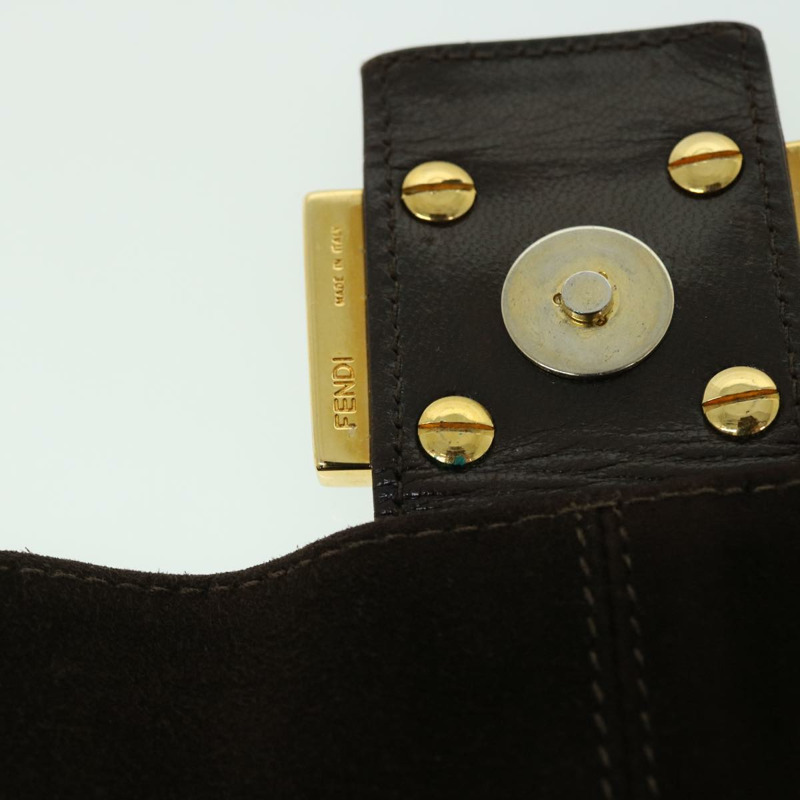【日本直送】FENDI Mamma Baguette 單肩包絨面革棕色正品 ki3319-8