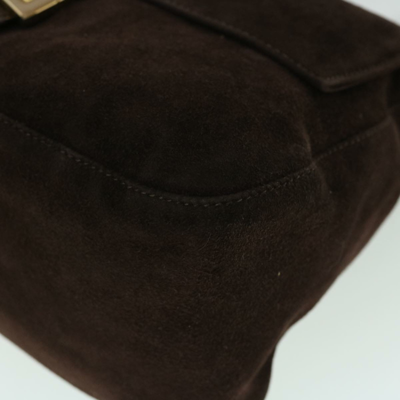【日本直送】FENDI Mamma Baguette 單肩包絨面革棕色正品 ki3319-14