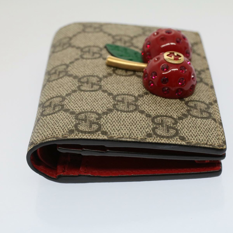 【日本直送】GUCCI GG 帆布櫻桃木錢包 PVC 皮革米色 476050 正品 th3983-3