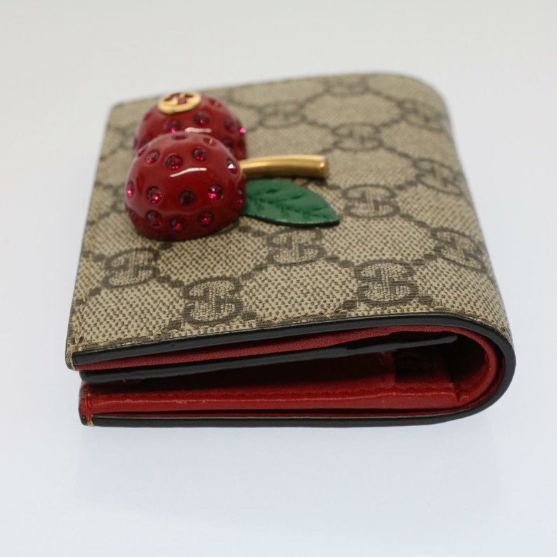 【日本直送】GUCCI GG 帆布櫻桃木錢包 PVC 皮革米色 476050 正品 th3983-4