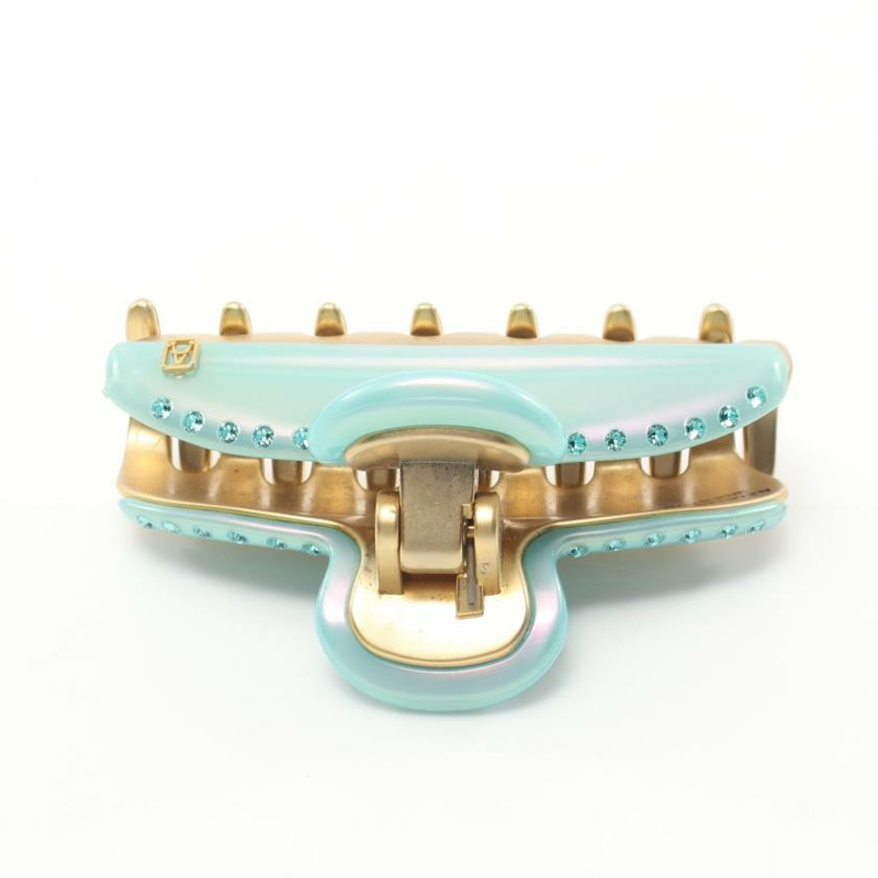 【日本直送】 Alexandre de Paris 亞歷山大 德 巴黎 髮夾 髮飾 水鑽 淺藍色 金色-1